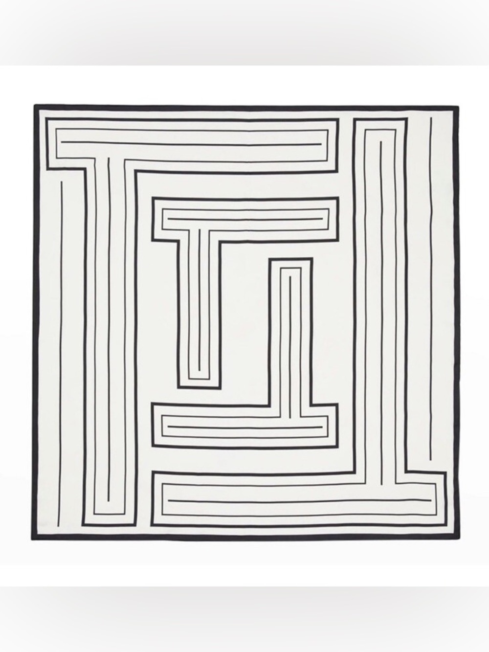 NEW Lafayette 148 New York Geometric 100% Silk Scarf - Black & Ivory - Picture 6 of 6